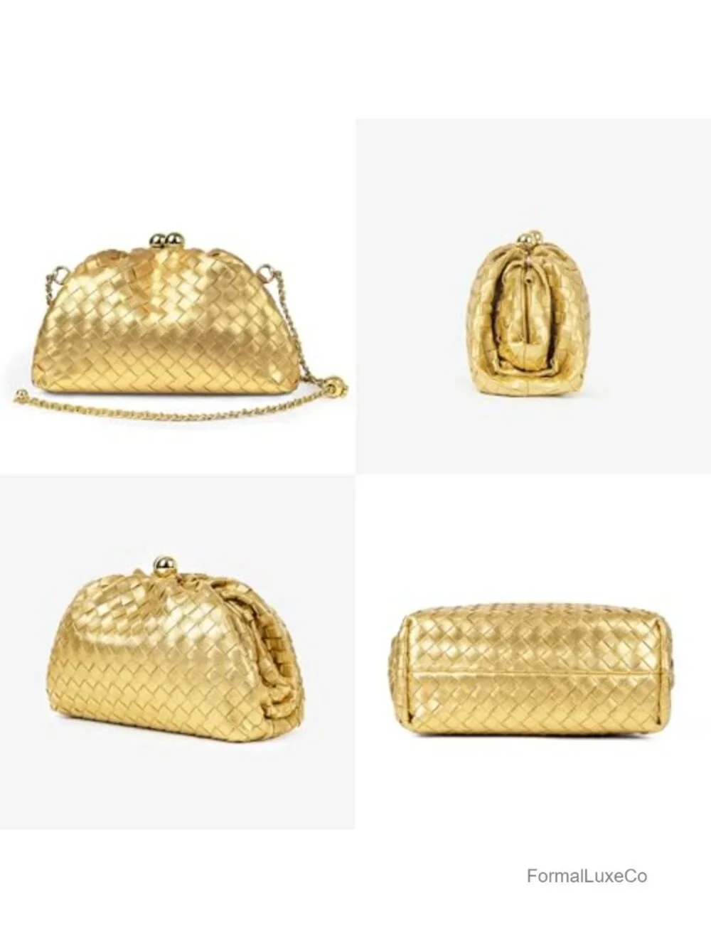 Woven Vegan Leather Evening Bag Clutch Crossbody for Wedding Formal Events